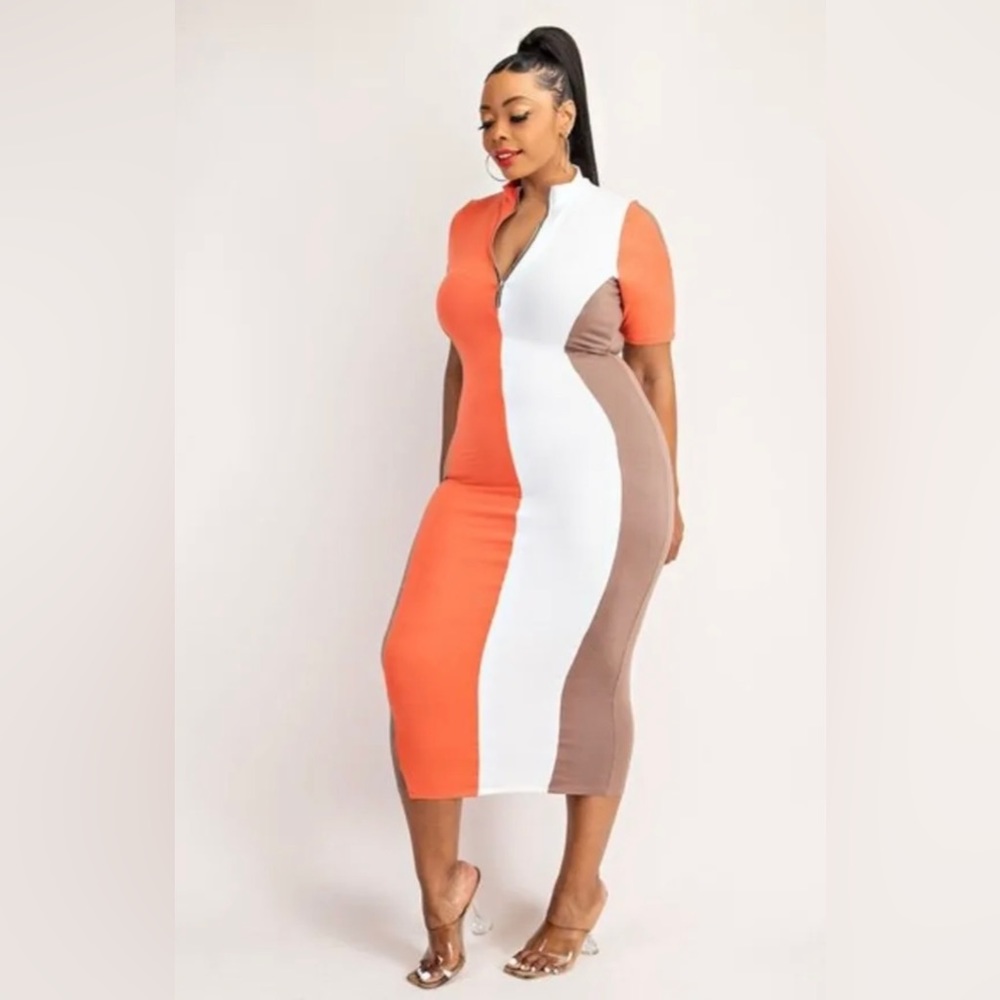 Tri-Color Midi Dress